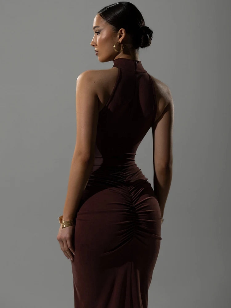 Sovera Ruched Halter Dress