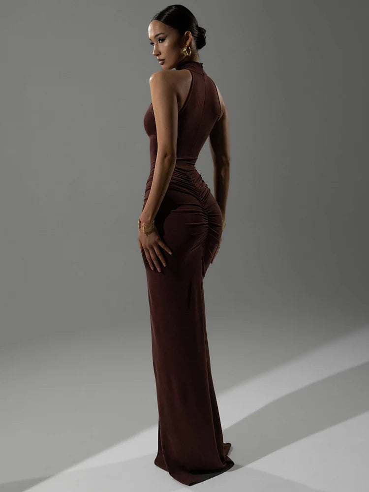 Sovera Ruched Halter Dress